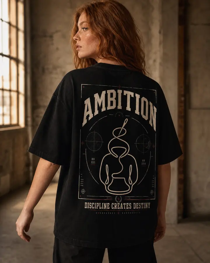 Life Path collegiate Ambition emblem black T-shirt mockup