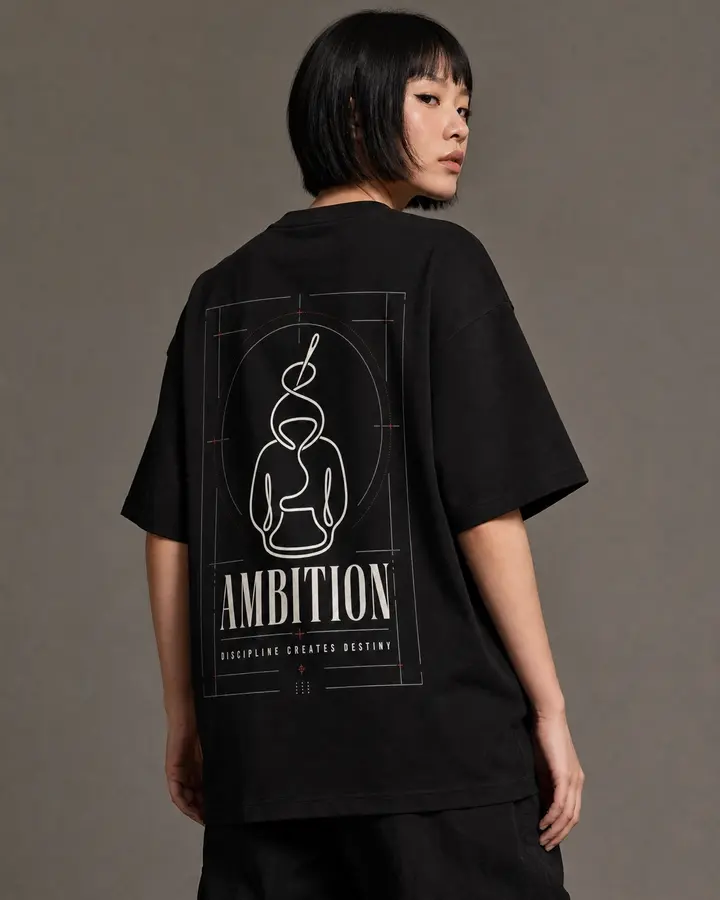 Life Path minimalist Ambition blueprint black T-shirt mockup