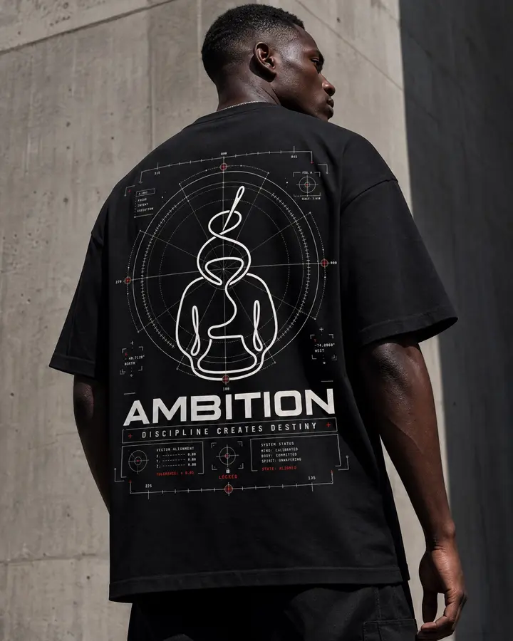 Life Path technical Ambition black T-shirt mockup