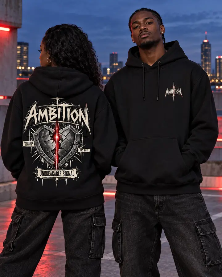 Life Path Unbreakable Signal black hoodie front and back mockup