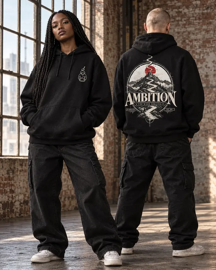 Life Path The Work Remains black hoodie mockup